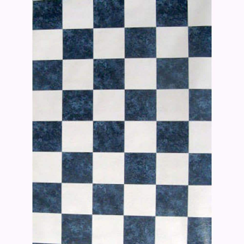 Blue Check Vinyl Floor Mat