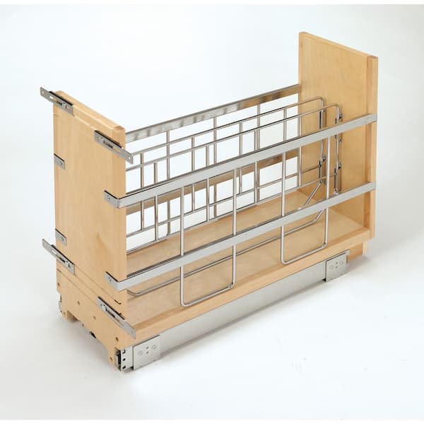 Slide-A-Shelf Made-to-Fit 6 in. to 12 in. Wide 3 Tier Adjustable Tower Cabinet Organizer, Full Extension, Poly-Finished Birch Wood