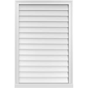 28 in. x 42 in. Vertical Surface Mount PVC Gable Vent: Decorative with Brickmould Sill Frame