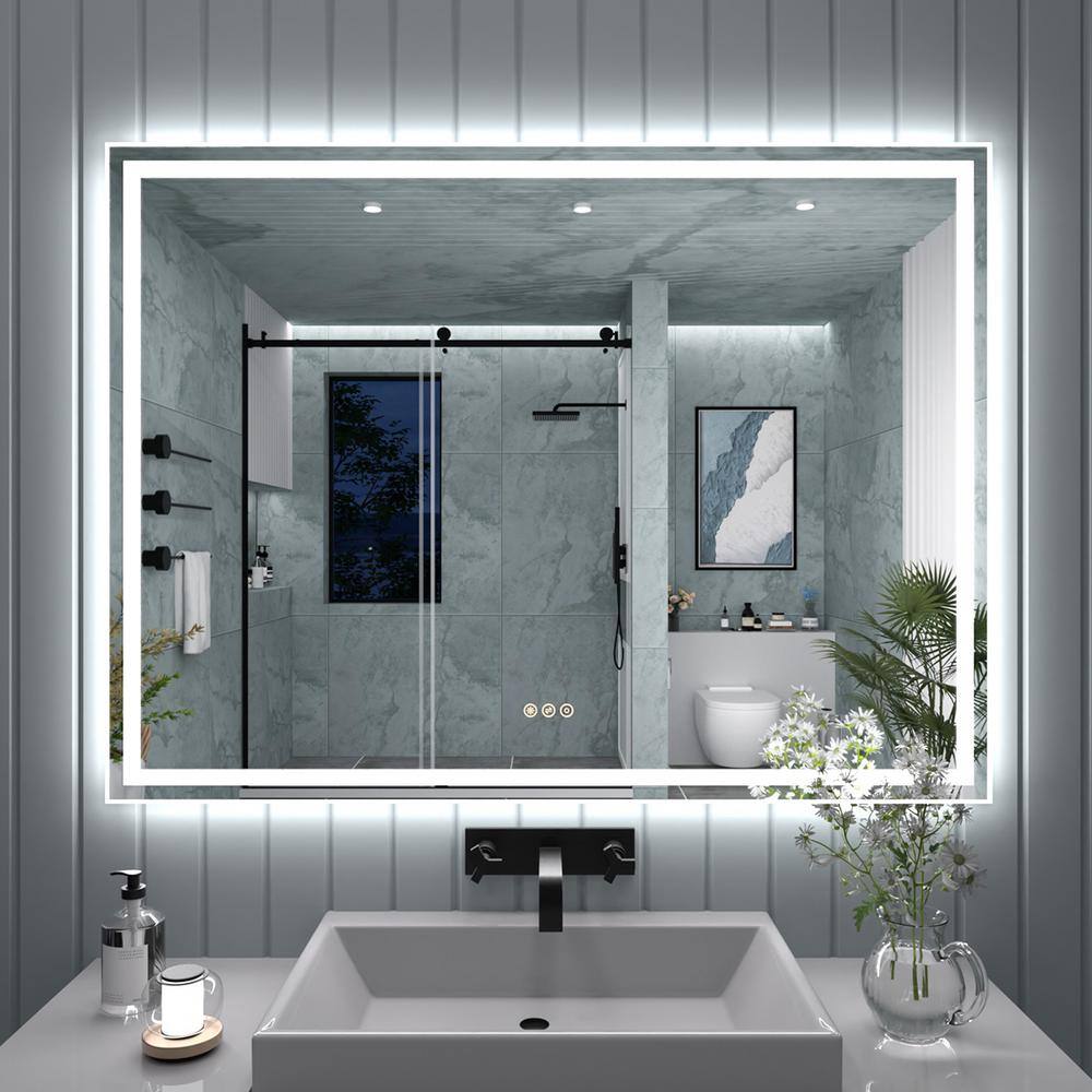 48 in. W x 36 in. H Rectangular Frameless LED Light Anti-Fog Wall Bathroom Vanity Mirror in Polished Crystal price history on PriceWatchPro