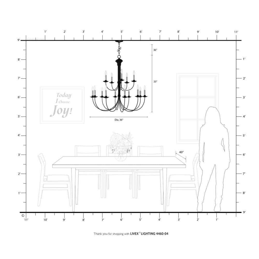 Sleek Black Steel 15-Light Candelabra Chandelier