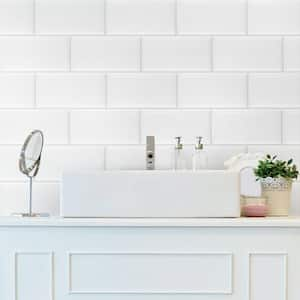 Santorini Biselado Blanco 4 in. x 4-7/8 in. Ceramic Wall Take Home Tile Sample