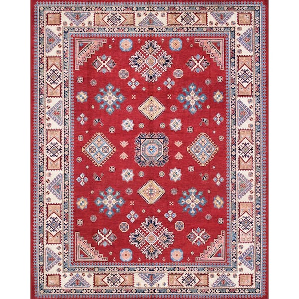 Tribal Red/Ivory 9 ft. x 12 ft. Oriental Area Rug