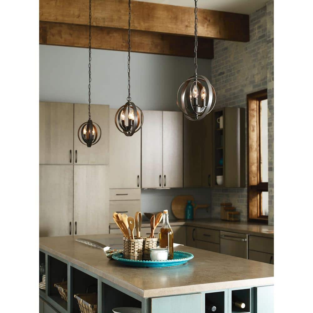 Antique Bronze 3-Light Globe Mini Pendant