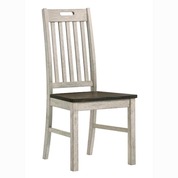 Furniture of America Bernavich Dark Oak and Antique White Dining Chair (Set of 2)
