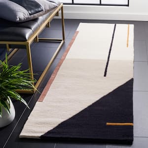 Fifth Avenue Ivory/Black 2 ft. x 10 ft. Abstract Geometric Runner Rug
