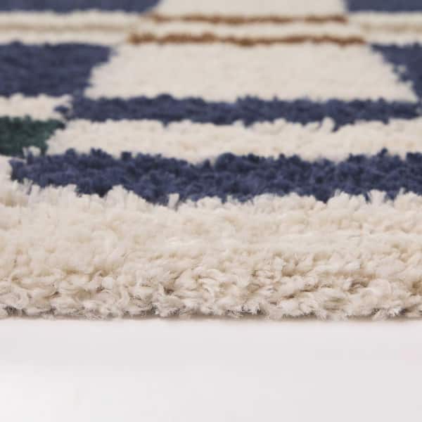 Barnabe 5 ft. x 7 ft. Navy/Orange Area Rug