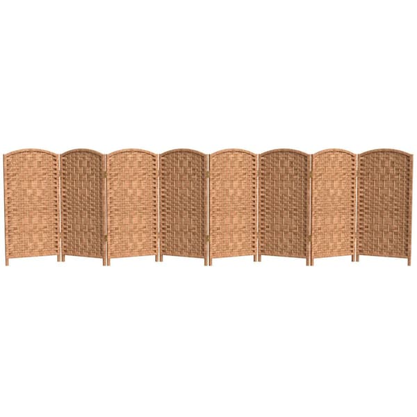 Oriental Furniture 3 ft. Short Diamond Weave Fiber Folding Screen - Natural - 8 Panel
