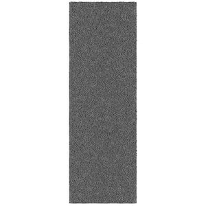 Softy Bath Collection Non-Slip Rubberback Solid Soft Light Grey 2 ft. 2 in. x 6 ft. Indoor Runner Rug