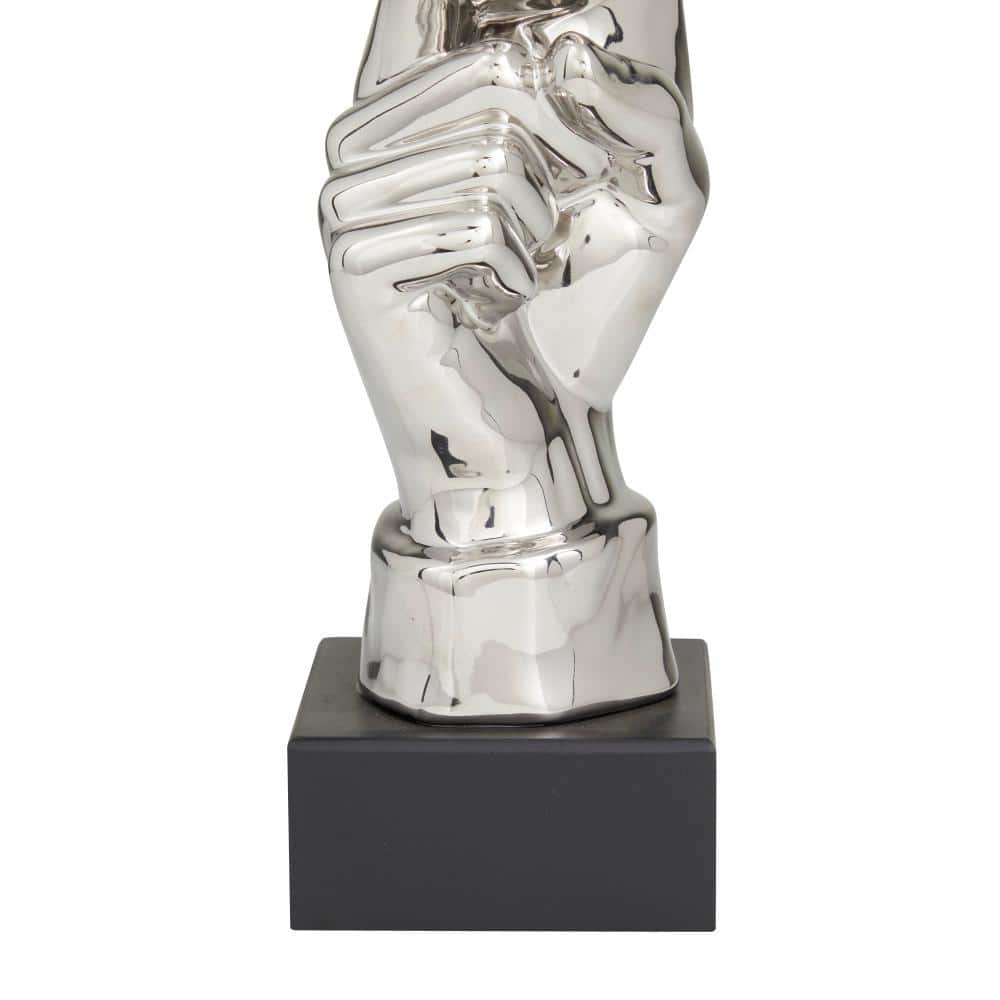 Silver Porcelain Contemporary Mask Statue with MDF Base