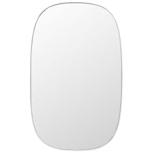 Varia 23 in. W x 37 in. H Iron Oval Modern White Wall Mirror