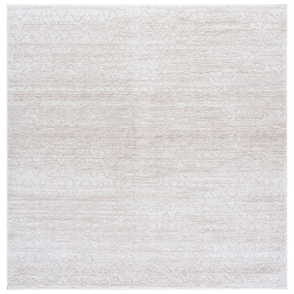 Northport 7 ft. x 7 ft. Beige/Ivory Distressed Chevron Square Area Rug