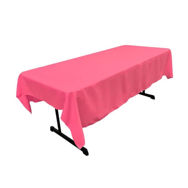LA Linen 60 in. x 84 in. Hot Pink Polyester Poplin Rectangular Tablecloth