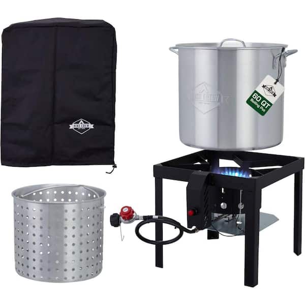 60 qt. Outdoor Boiling Kit with Igniter, 110,000 BTU Seafood Fryer Set for Crawfish and More