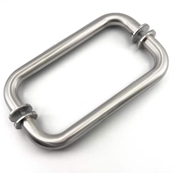 8 in. Shower Door Handle Brushed Nickel for Frameless Glass Sliding Doors 304 Stainless Steel (1-Pair)
