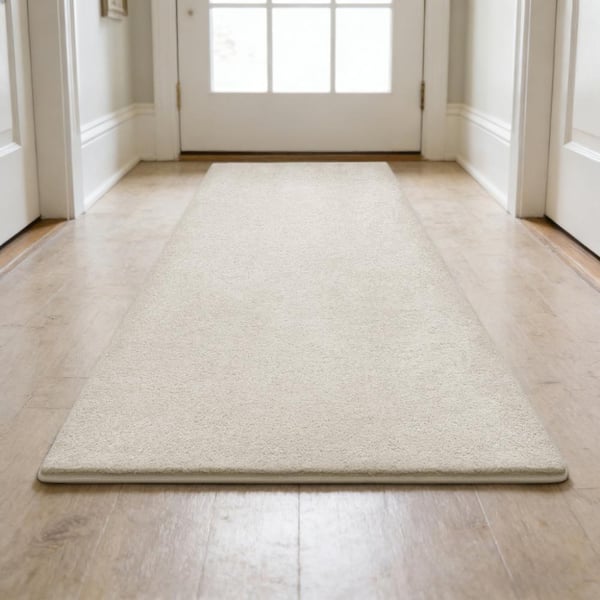 Beige 2 Ft.x 6 Ft.Plush Soft Runner Rug Self Adhesive Non Slip Back Indoor Mat For Hallway Entryway Multiple Use