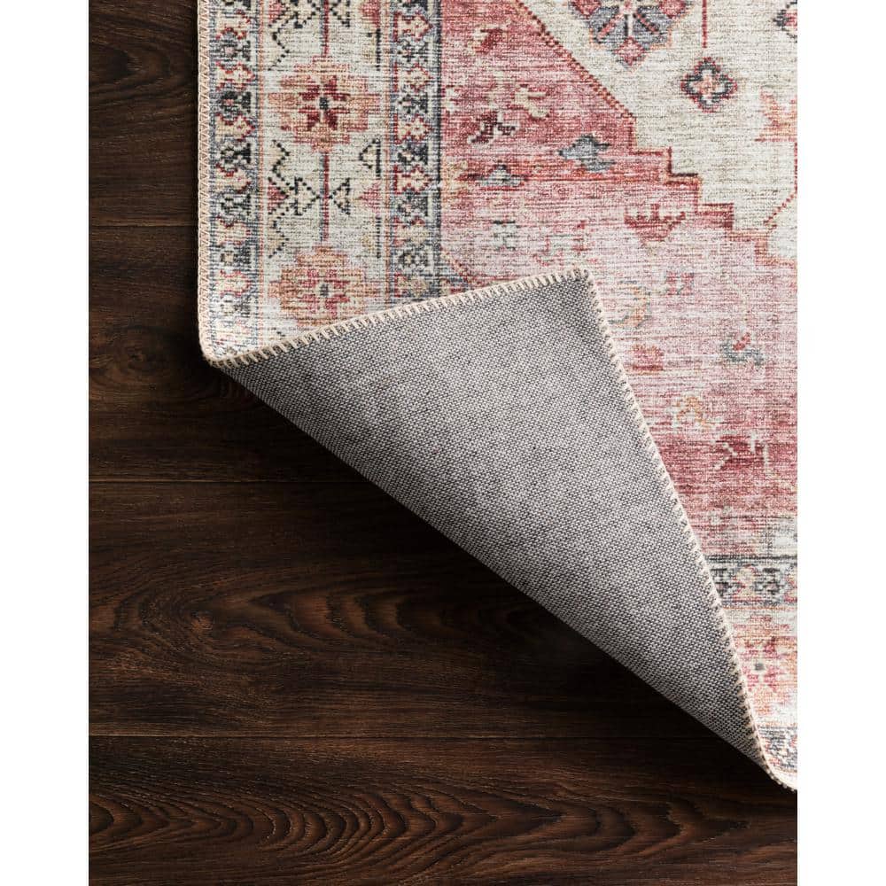 Ivory and Berry Hand-Knotted Round Wool Area Rug