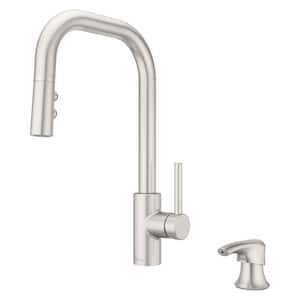 Zanna Pull Down Sprayer Kitchen Faucet with Deckplate and Soap Dispenser in Spot Defense Stainless Steel