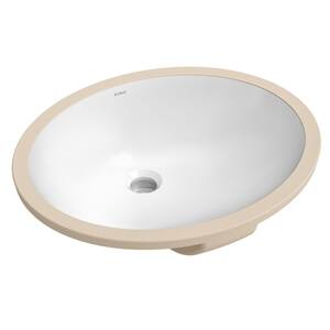 KRAUS Elavo 20.5" Oval Porcelain Drop-In Bathroom Sink - White Ceramic Self-Rimming Vanity Sink With Overflow Drain