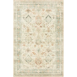 Rosette Beige/Multi 7 ft. 6 in. x 9 ft. 6 in. Shabby-Chic Plush Cloud Pile Area Rug
