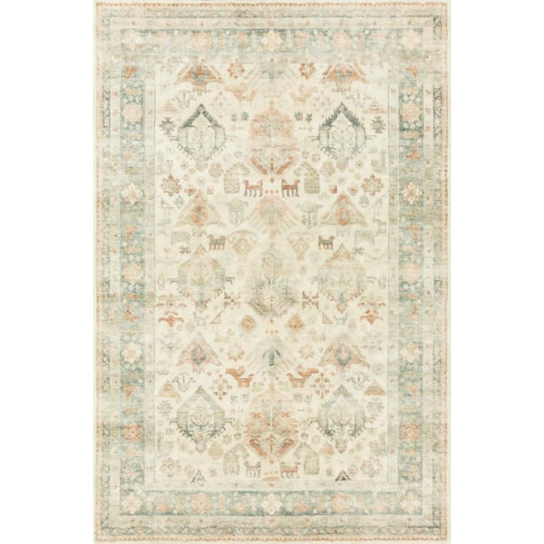LOLOI II Rosette Beige/Multi 2 ft. 6 in. x 7 ft. 6 in. Shabby-Chic Plush Cloud Pile Runner Rug