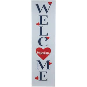 38 in. Welcome Valentine's Day Wooden Porch Board Sign Decoration