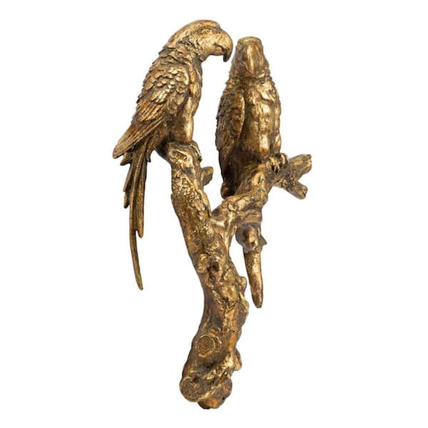 10.2 in. x 13 in. Gold Parrots Wall Art 1-Piece
