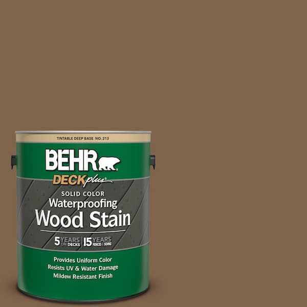 BEHR DECKplus 1 gal. #SC-109 Wrangler Brown Solid Color Waterproofing Exterior Wood Stain