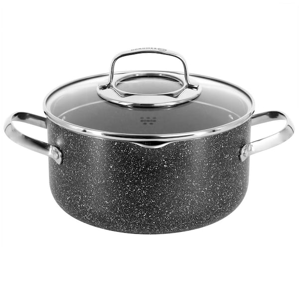 Korkmaz Galaski Non Stick 8 in. 3 l Casserole with Lid in Black