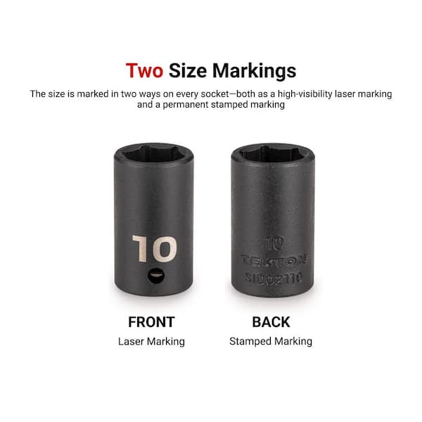 1/2 Inch Drive Shallow 6-Point Impact Socket Set with Rails and Tray, 8-Piece (39-50)