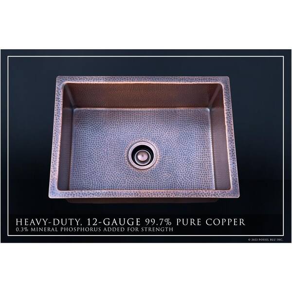 Fossil Blu Luxury 24 in. Drop-In or Undermount Single Bowl 12