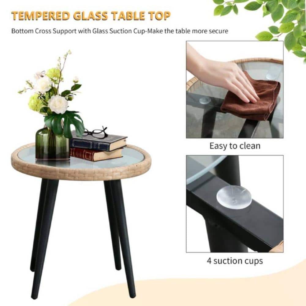 Close-up of the tempered glass table top features.