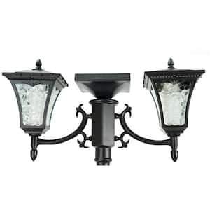 Vittoria 2-Light Outdoor Black Integrated LED Solar Lamp Post and Planter