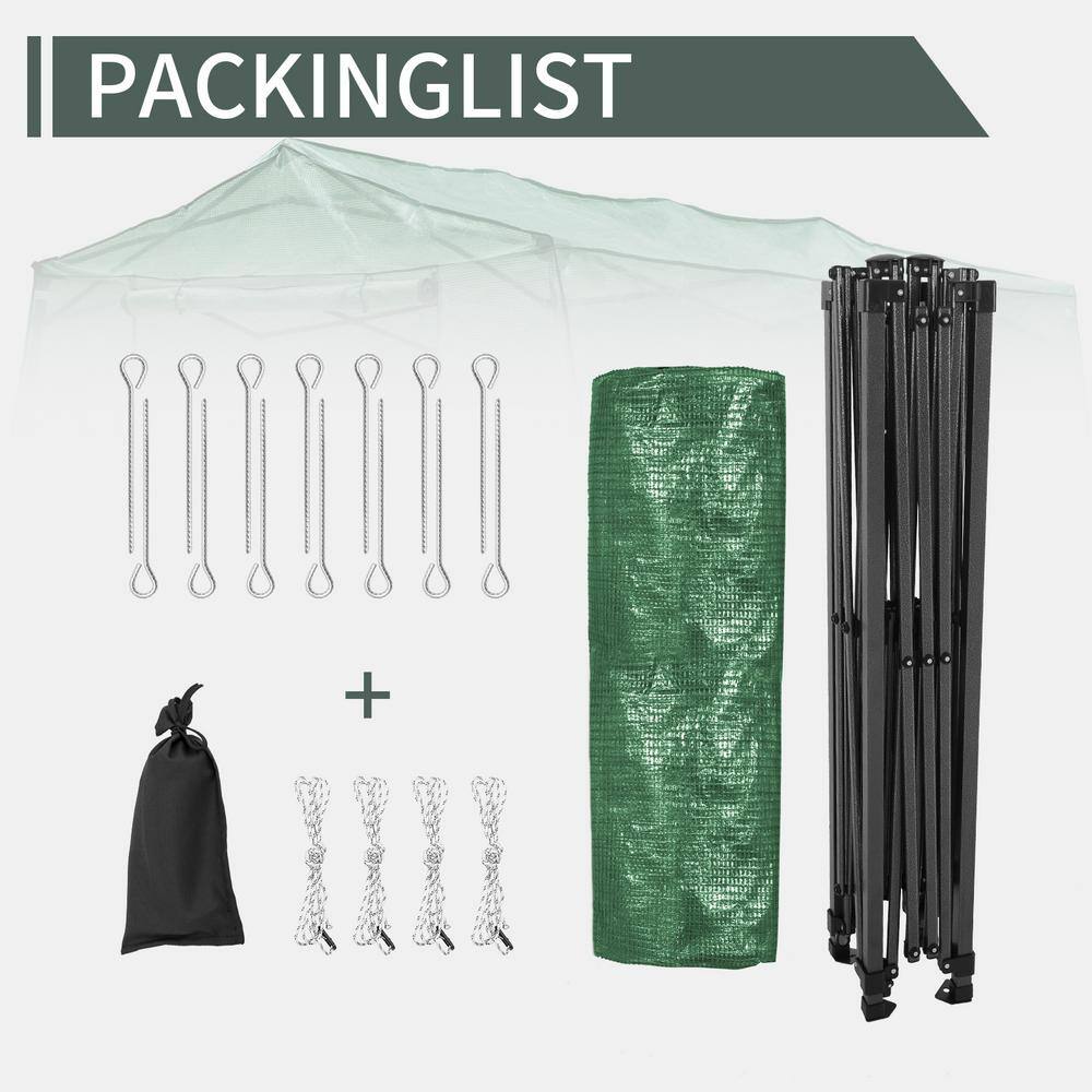 Green 7 ft x 8.5 ft PE Pop-Up Walk-In Greenhouse with Roll-Up Windows