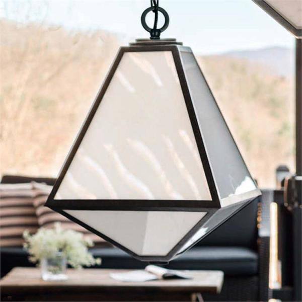 Black Charcoal Outdoor Lantern with White Opal Glass Panels