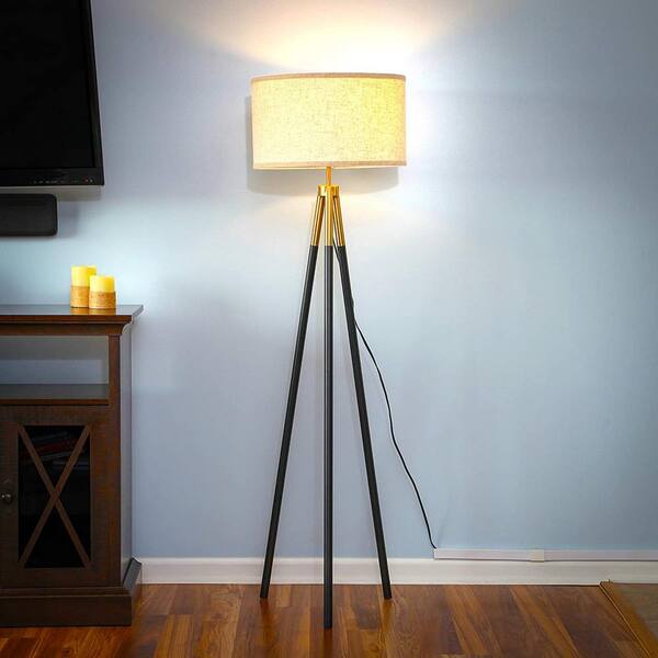 Brightech Levi 61 In Black Led Tripod Floor Lamp With Drum Fabric Shade Fl The Home Depot Brightech Levi 61 In Black Led Tripod, 61.25 Tripod Floor Lamp