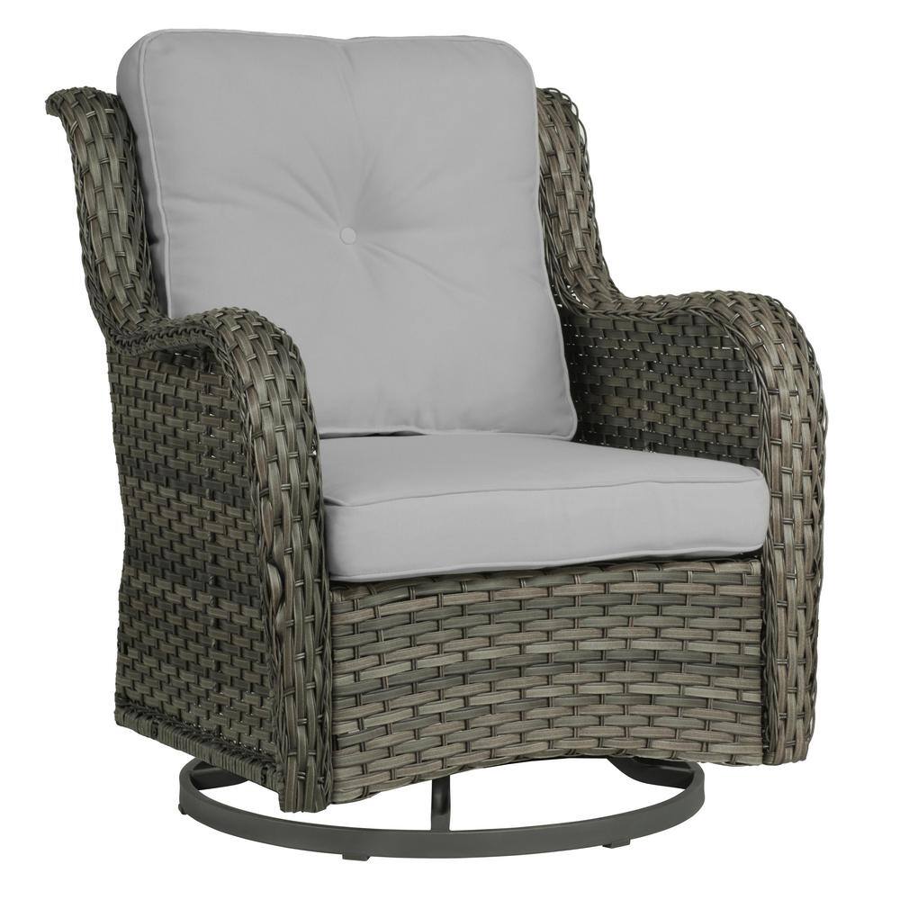 Wicker Rattan Taupe Patio Outdoor Rocking Chair Swivel with Light Gray Cushions (Set of 1) price history on PriceWatchPro