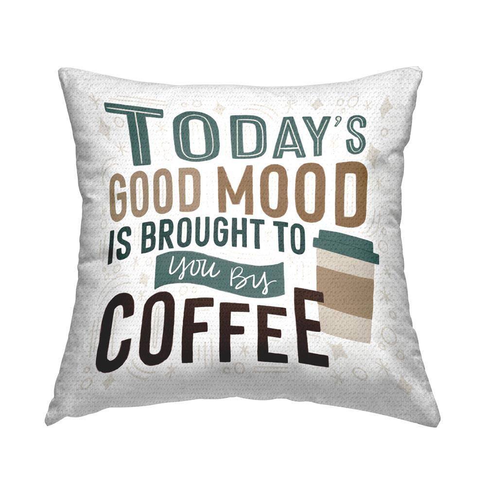 Coffee Brings Good Mood Outdoor Printed Throw Pillow by Lady Louise Designs price history on PriceWatchPro