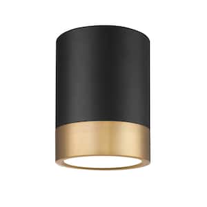 Algar 6 in. Matte Black Plus Modern Gold Integrated LED Flush Mount with Frosted Acrylic Shade (1-Pack)