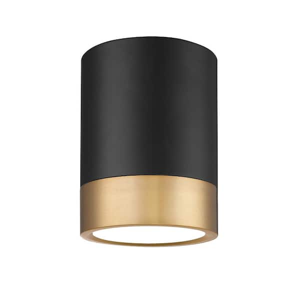 Unbranded Algar 6 in. Matte Black Plus Modern Gold Integrated LED Flush Mount with Frosted Acrylic Shade (1-Pack)
