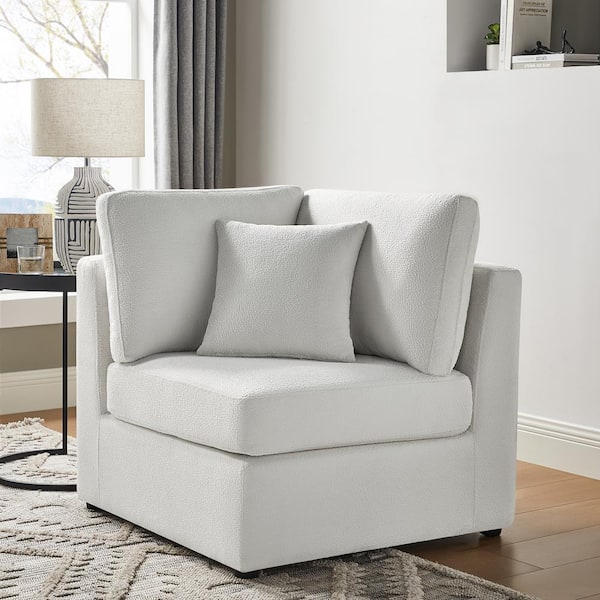 Chandler Ivory Polyester Performance Fabric Corner Wedge Arm Chair