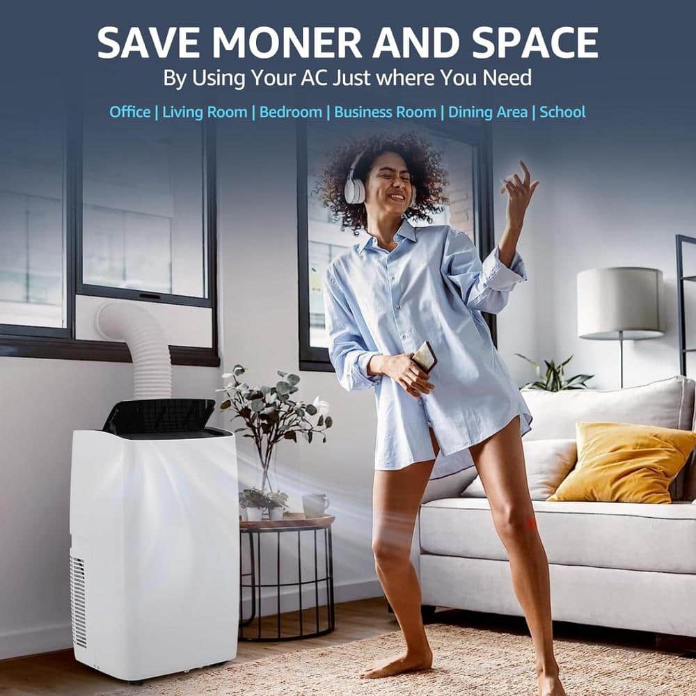 White Portable Air Conditioner with Remote and Sleep Mode