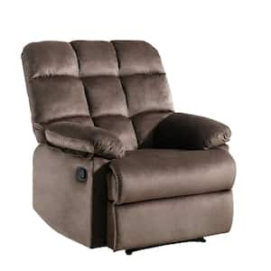 35 in. W Brown Fabric Manual Recliner with Larger Back