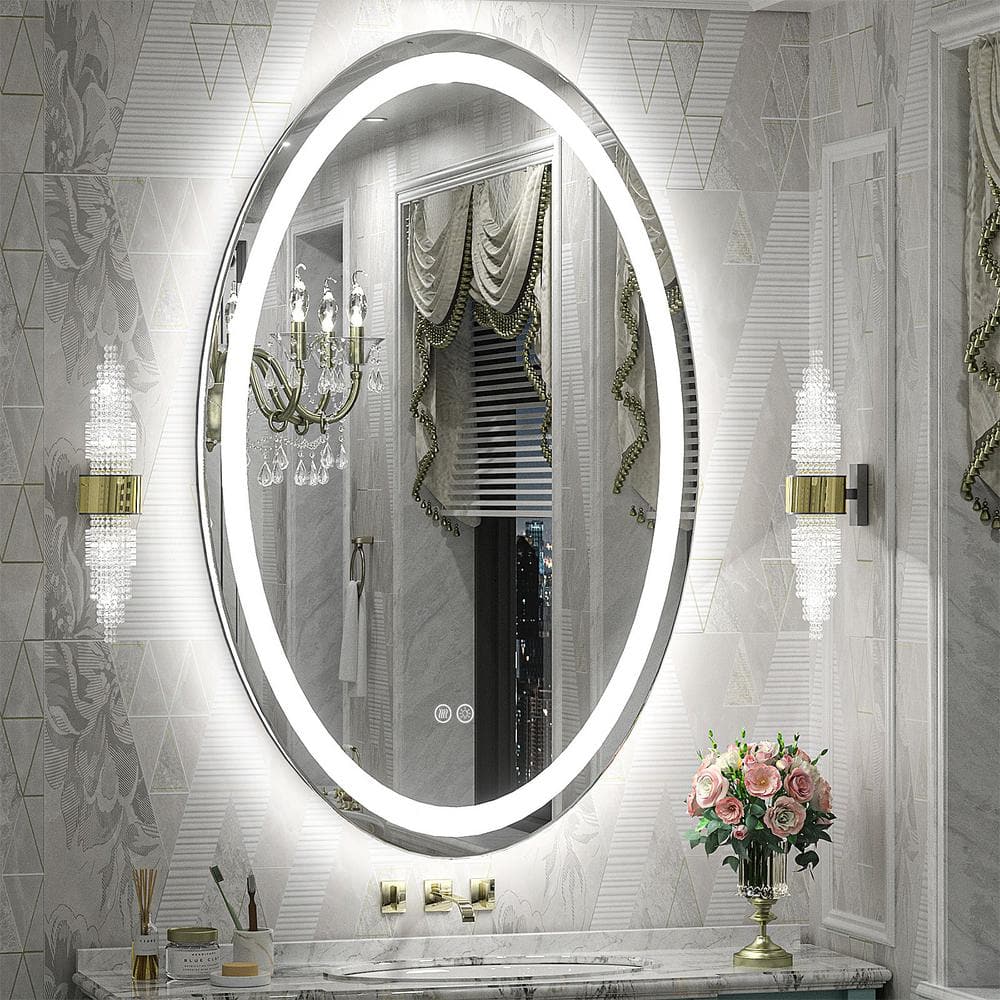 24 in. W x 40 in. H Oval Frameless Super Bright 192 Leds/m Lighted Anti-Fog Tempered Glass Wall Bathroom Vanity Mirror price history on PriceWatchPro