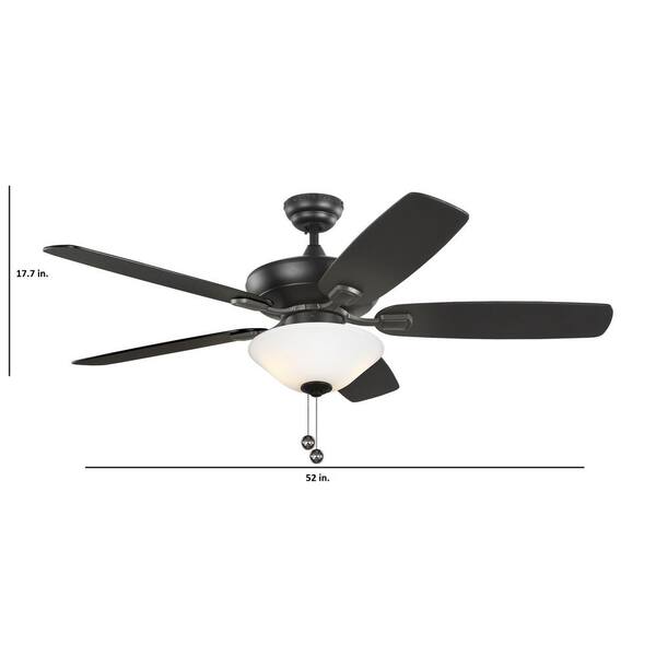 Generation Lighting - Colony Max Plus 52 in. Matte Black Ceiling Fan with Black and American Walnut Reversible Blades and LED Light Kit