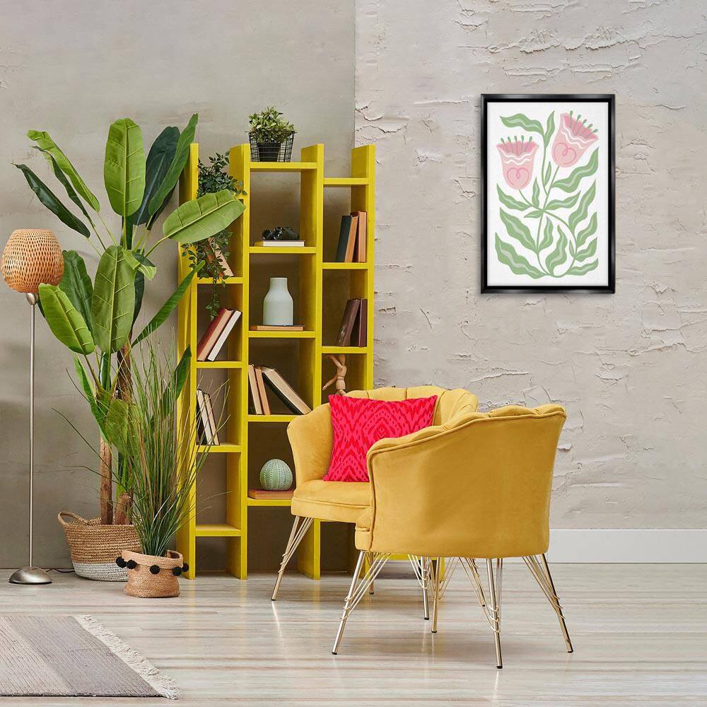 Pink Tulip Twin Blossoms by Martina Pavlova Black Floater Frame Nature Graphic Art Print 25 in. x 17 in. price history on PriceWatchPro