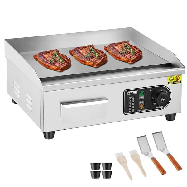 18 in. Commercial Electric Griddle Stainless Steel 1700-Watt Sandwich Maker Countertop Griddle with Drip Hole, Silver
