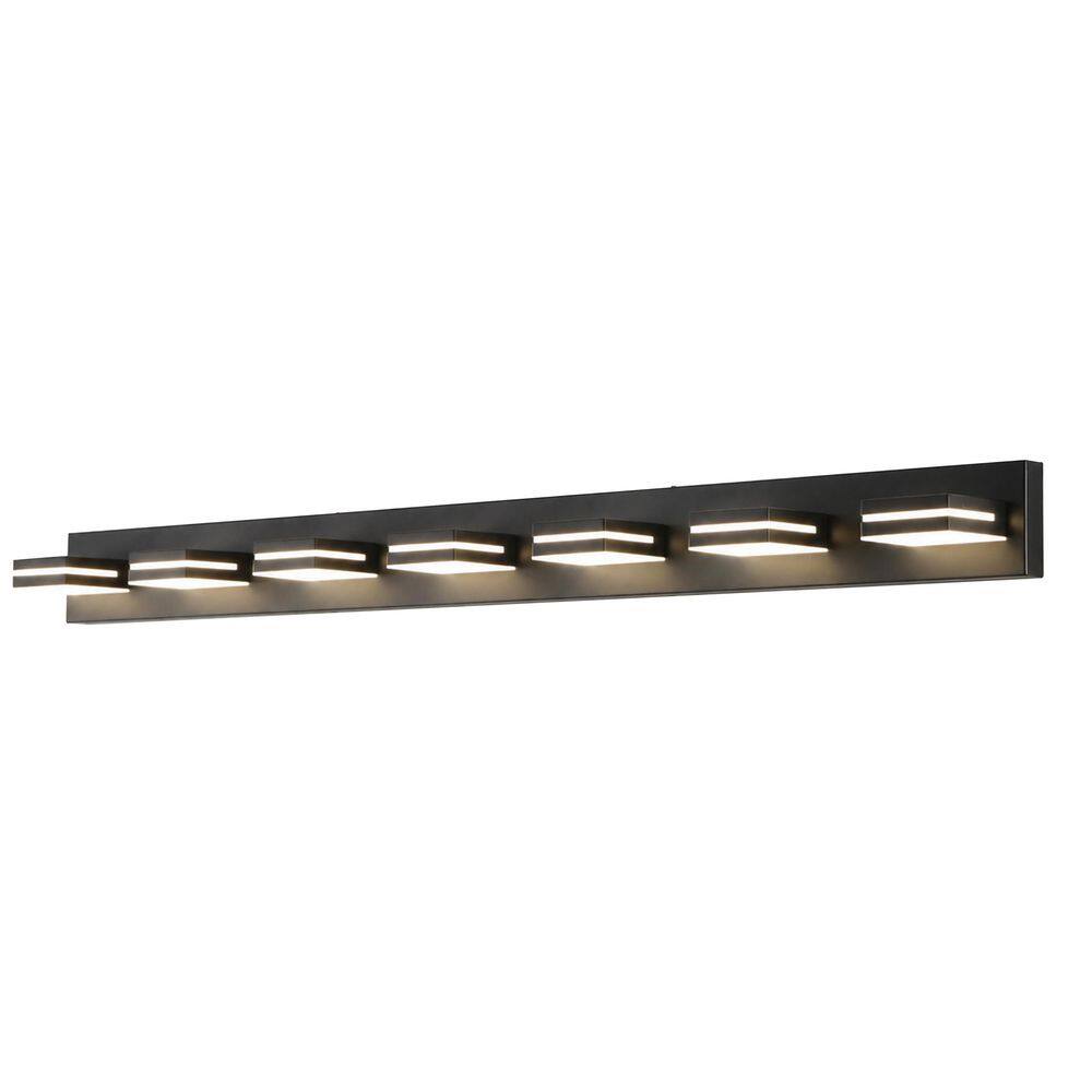 55 in. 7-Light Black Modern LED Bathroom Vanity Light, Minimalist Wall Mount Fixture Above Mirror price history on PriceWatchPro
