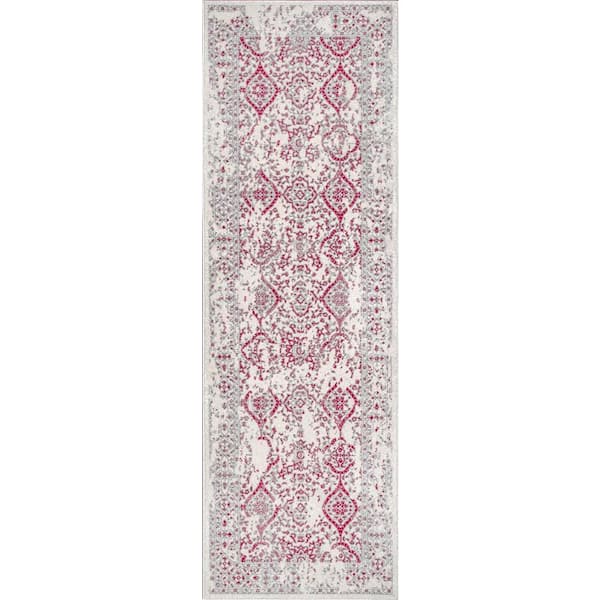 nuLOOM Odell Distressed Persian Pink 3 ft. x 8 ft. Runner Rug