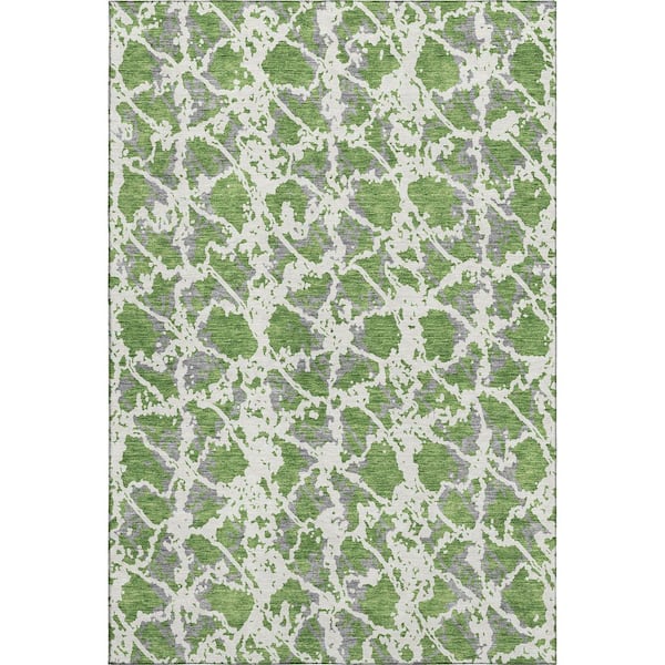 Mayfield Premium Machine Washable Abstract AMF969 Green 2 ft. 6 in. x 3 ft. 10 in. Area Rug